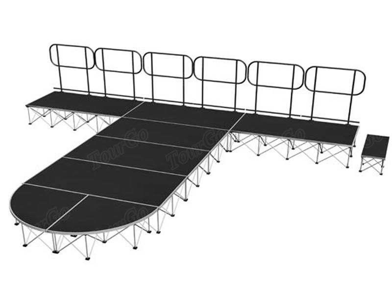 Portable Stage System Fashion Show Runway Stage with Guardrail for Mobile Concert Stage
