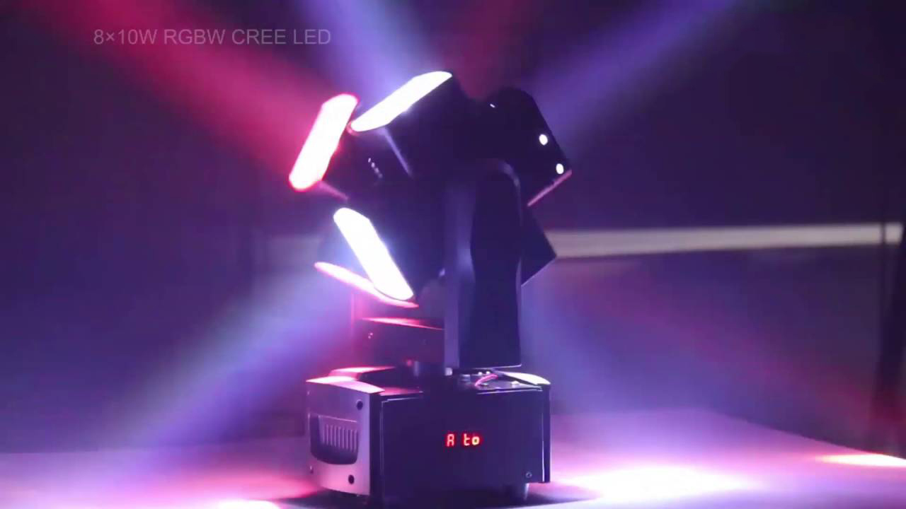 8*10W 4 in 1 RGBW unique Dual Axis Moving head lighting