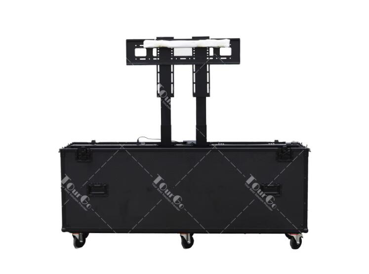 All Black Motorised TV Motorized Lift Flight Case for 98- 100inch LCD Screens with Double Lifting Posts