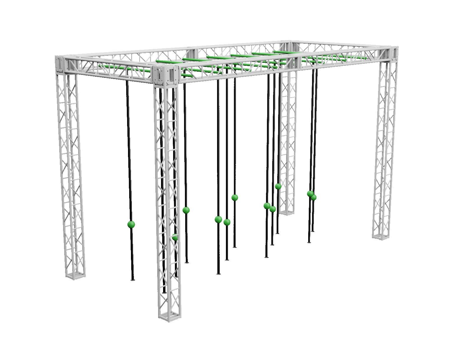 Sea of Poles With Balls – Ninja Obstacle Elements