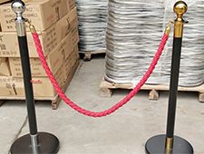 Hotel Velvet Ropes Round Top Stainless Steel Stanchion Crowd Control Barrier
