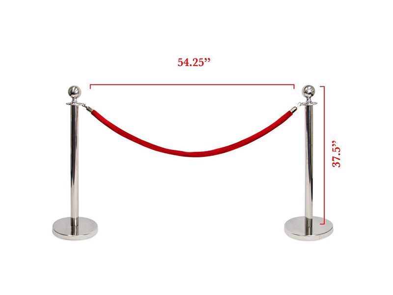 Stanchions Barriers with 4.5-Foot Red Velvet Rope-6