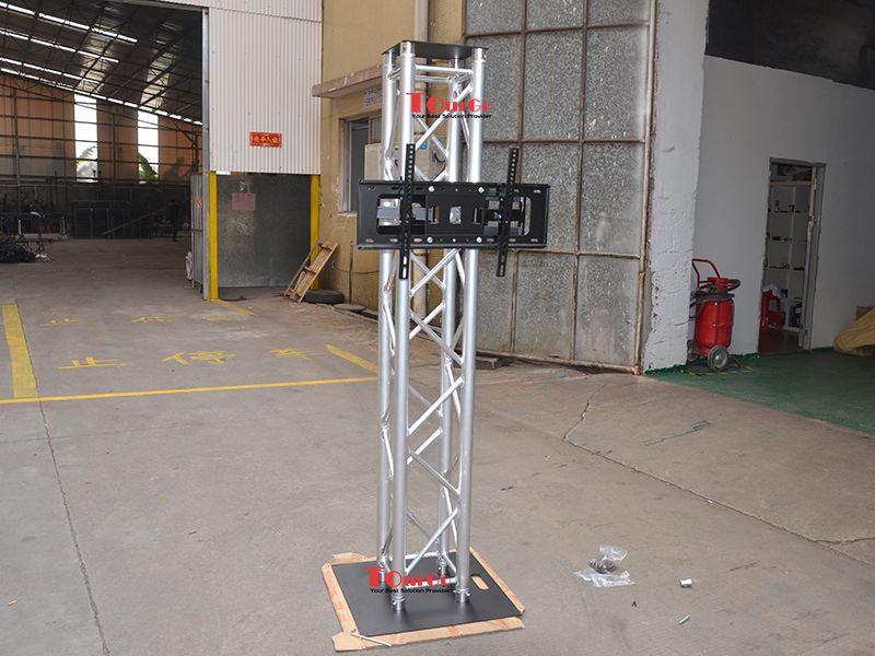 2m 6.56 ft Tall Aluminum Truss TV Stand for 50 inch Monitors – Silver