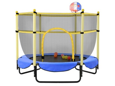 5ft Trampoline With Basketball Hoop For Fun/Outdoor & Indoor Mini Toddler Trampoline