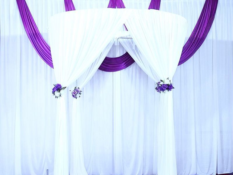 TourGo White Wedding Backdrop Stage Curtains sparking wedding decoration