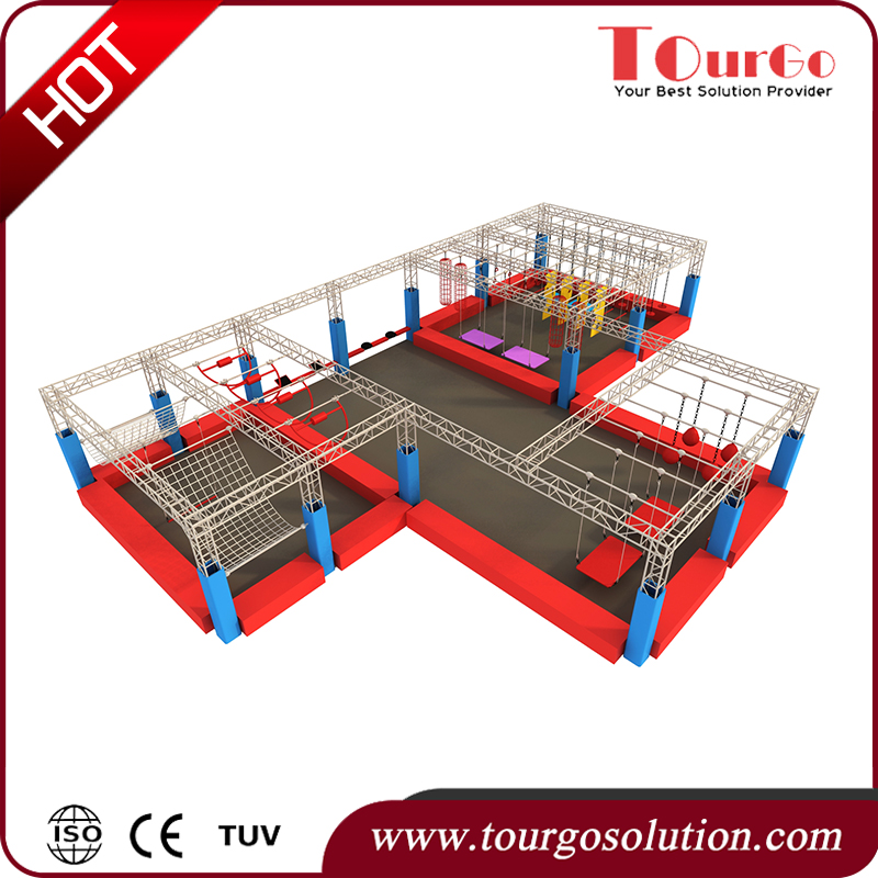 TourGo Popular Adult Adventure Ninja Warrior Course Cheap Indoor Ninja Course Trampoline Park