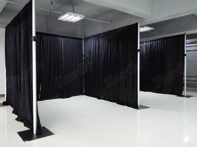 TourGo adjustable 8ft tall pipe and drape kits trade show booth