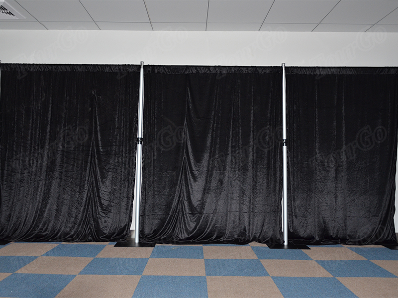 TourGo black adjustable pipe and drape kits for wedding draping