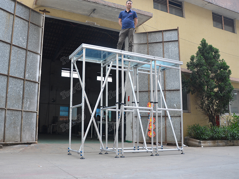 Customize Transparent Acrylic Four Legs Aluminum Stage With 2.5 Height