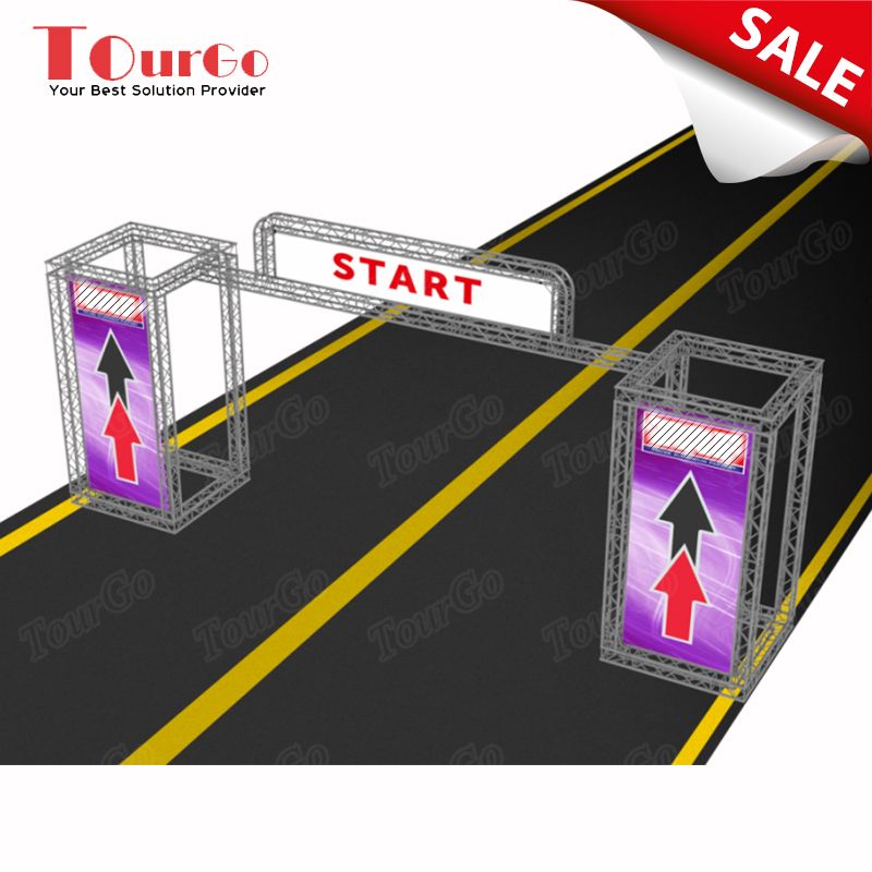 TourGo 12 Inch Aluminum Square / Box Truss, Aluminum Finish Line Truss, Aluminum Roof Truss with Banner Frame