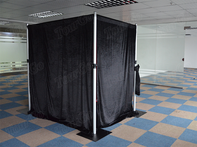 TourGo 8ft high black pipe and drape kits backdrop