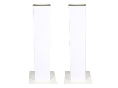 PS1+ White Variable Height Moving Head Podium Stands Pair Package