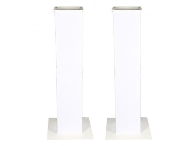 PS1+ White Variable Height Moving Head Podium Stands Pair Package