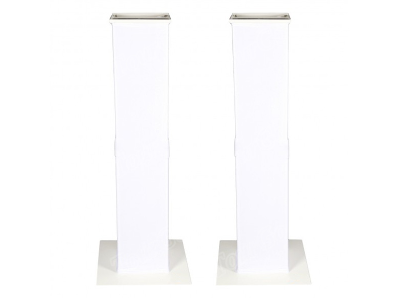 PS1+ White Variable Height Moving Head Podium Stands Pair Package
