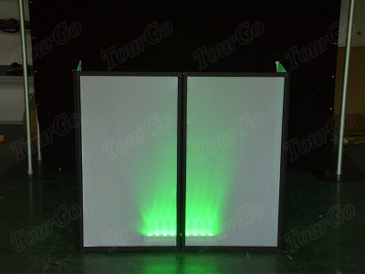 TourGo DJ Event Facade White/Black Scrim Aluminum Frame Booth DJ Facade Equipment with Travel Bag Case