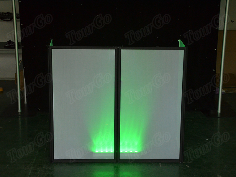 TourGo DJ Event Facade White/Black Scrim Aluminum Frame Booth DJ Facade Equipment with Travel Bag Case