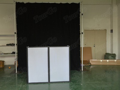 TourGo Aluminum Black DJ Facade Booth Frame with Four White Scrim and Bag