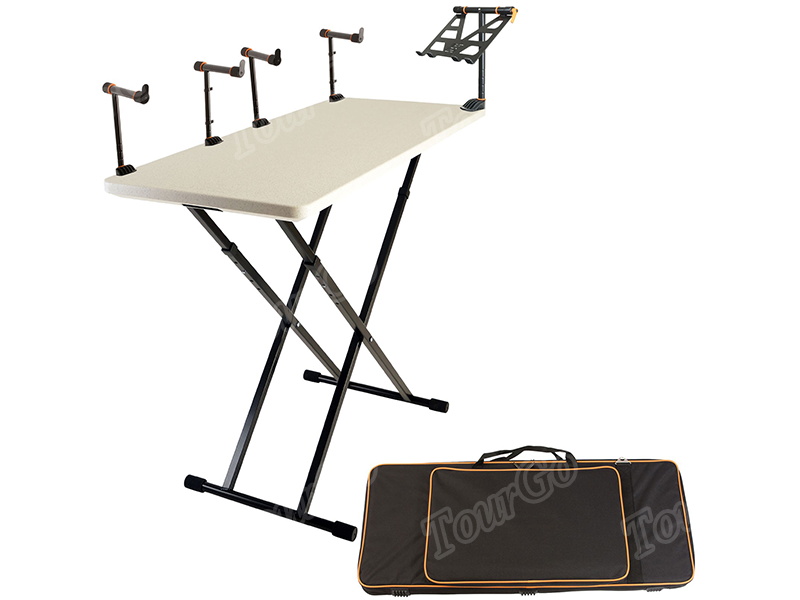 TourGo Master DJ Bundle in White – Includes DJ Table V2, Laptop Stand & (2) Keyboard Stands