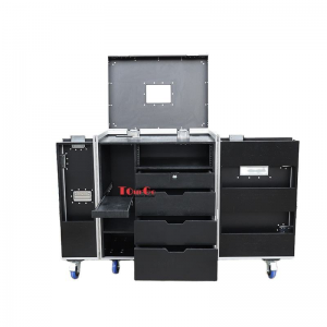 TourGo Customized Black 5 Drawer Backline Tool Flight case With 3u Rack Space and Power Socket