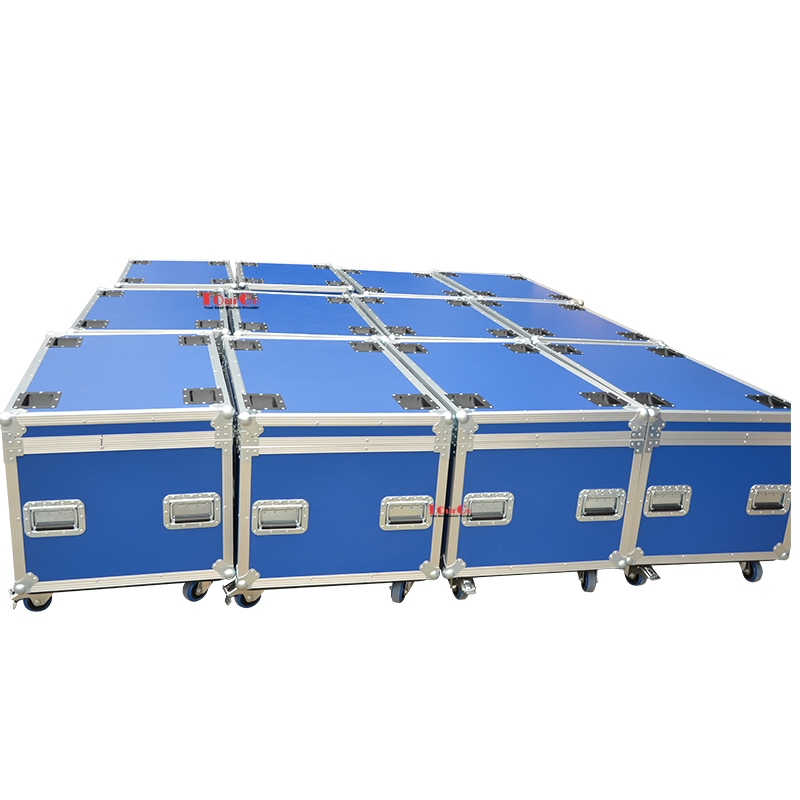 Customized blue road case utility case for cables ATA truck tool flight case with dish