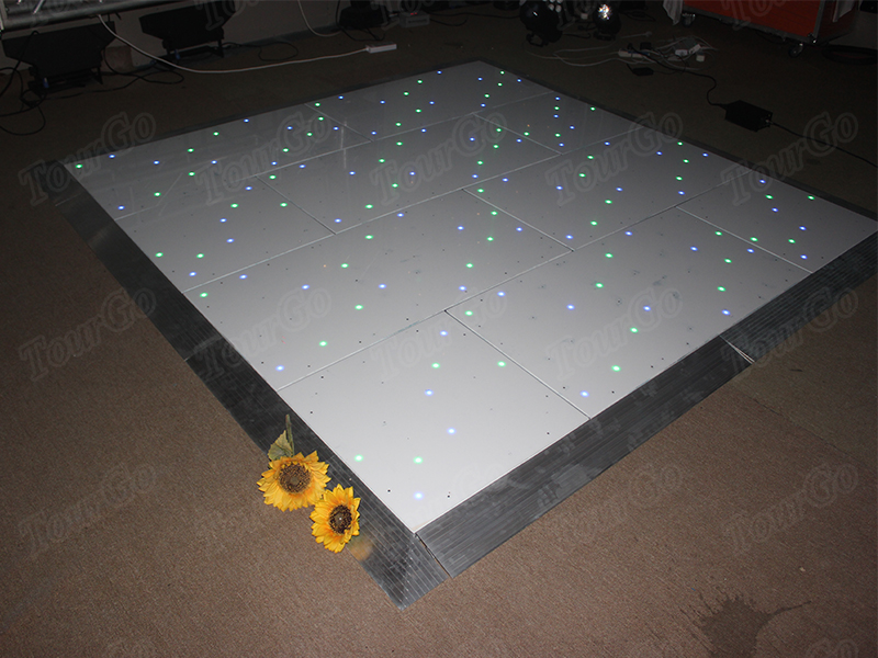 TourGo 12ft x 12ft Interactive White Twinkling LED RGB video dance floor