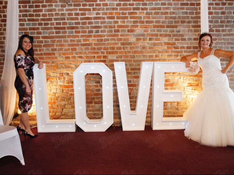 TourGo plug powered outdoor wedding party led metal love letters lighted with marquee letters