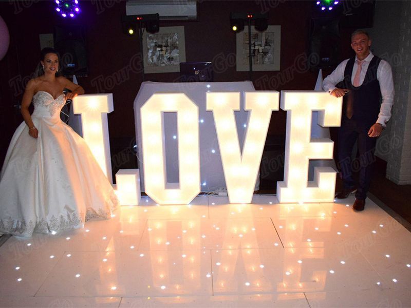 TourGo LED White Starlit Twinkling Dance Floor With Metal Wedding LOVE Light Up Letters For Sale