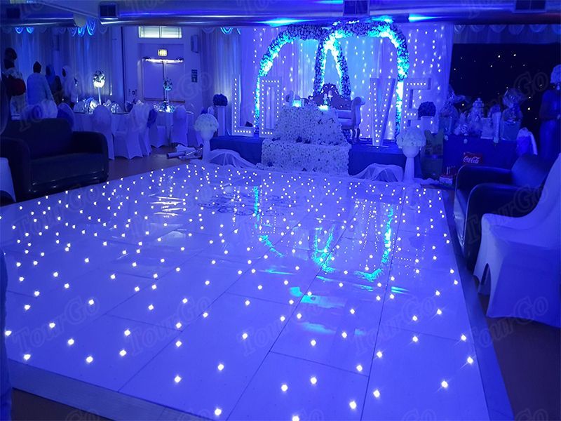 TourGo 16ft by 16ft white led starlit dance floor for outdoor event