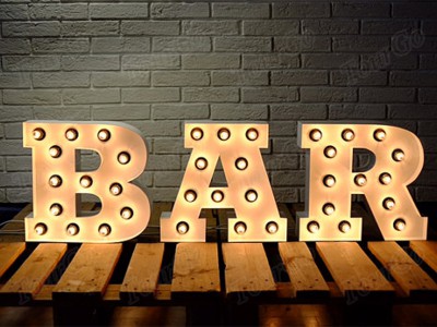 TourGo Metal light Letters large or small BAR sign for industrial decor