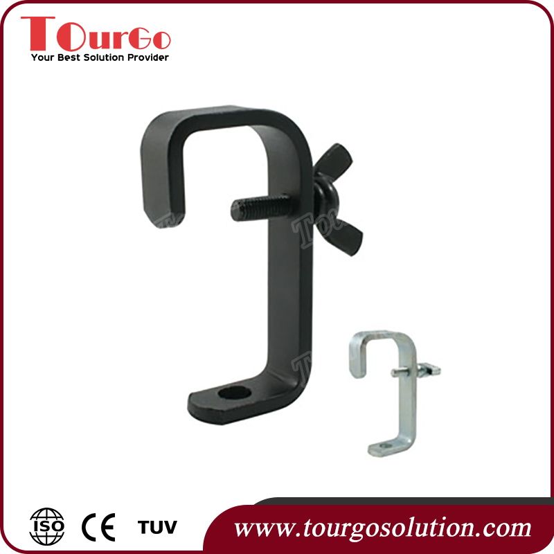 TourGo Black 50mm Steel Hook Lighting C/G Clamp Truss Bar Stage Bracket Lights