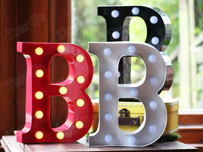 TourGo good quality wedding decoration Meatl lighted up vintage marquee letter B