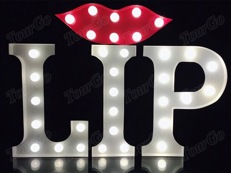 TourGo Vintage Hand made 9″ metal white light up letters LIP
