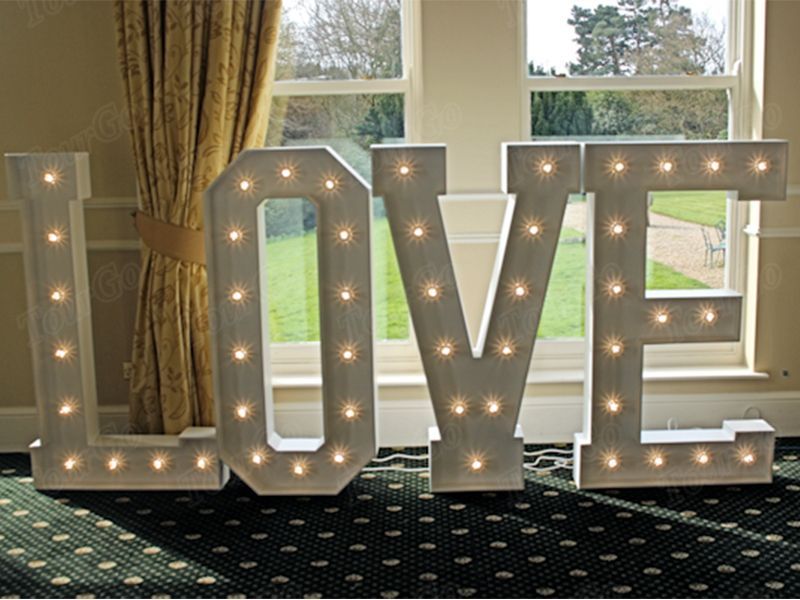 TourGo 4ft white metal marquee love letters with vintage letters style for wedding
