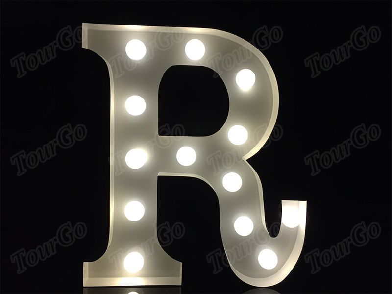 TourGo Metal White Initial Vintage letter Lights R marquee light up letters