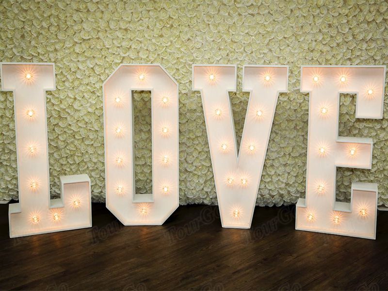 TourGo cheap price LED giant love letters with 4ft light up love letters rusty effect