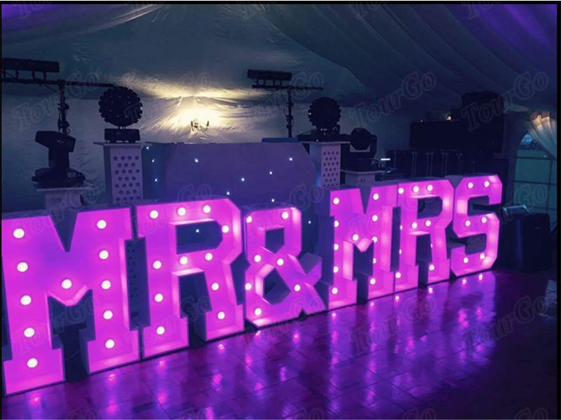 TourGo Large led marquee lights metal sign Mr&Mrs wedding vintage bulb letter lights