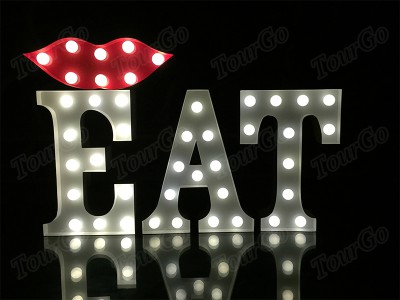 TourGo Vintage Hand made 3ft metal light up letters EAT