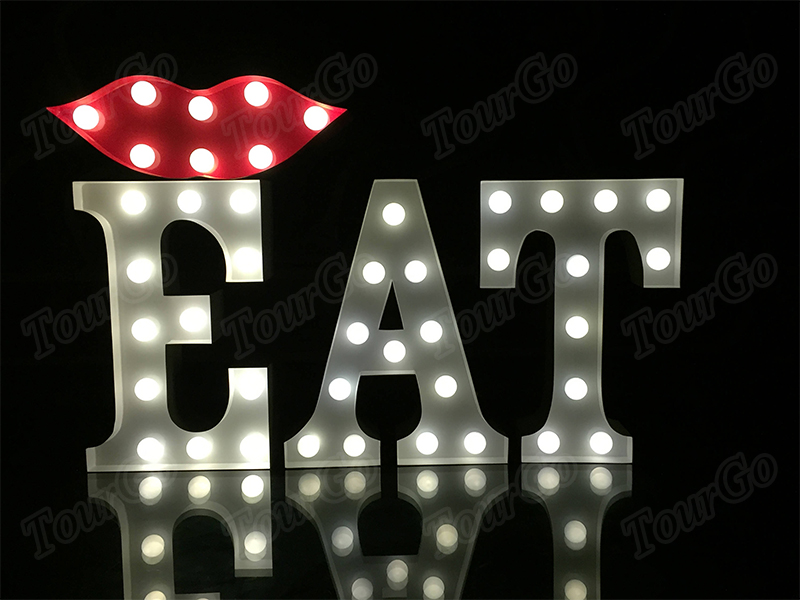 TourGo Vintage Hand made 3ft metal light up letters EAT