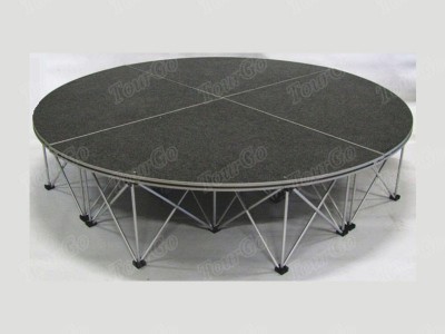 Portable Circular Stage Platform Riser /Grey Carpet — 6ft x6ft