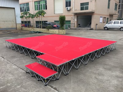 TourGo Aluminium Easy Assembly Red Portable Modular Stage For Outdoor Concert