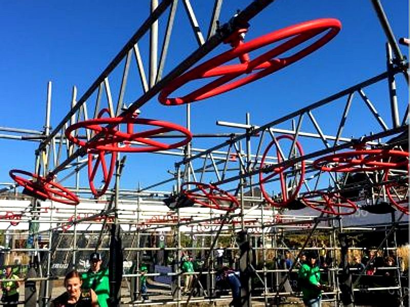 Ninja warrior outdoor traverse spinning wheels for OCR spartan race