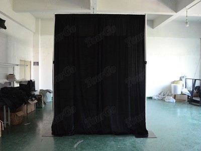 TourGo factory price wholesale pipe and drape black curtain stage backdrop stand for event