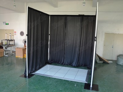 TourGo Hot sale trade show black pipe and drape kits with backdrop draping fabric wholesale