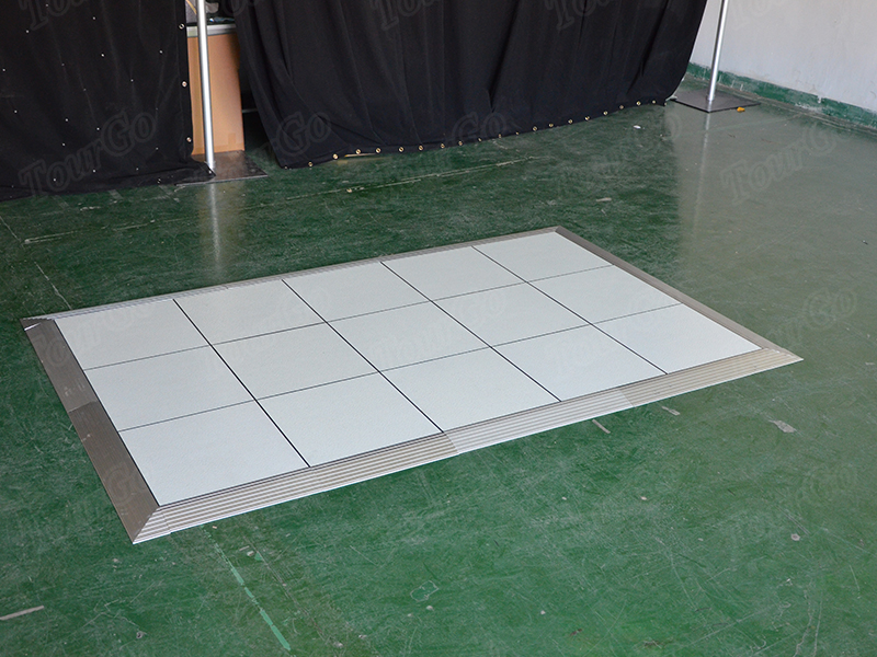 Tourgo new style white mobile portable dance floor wood PVC plastic flooring