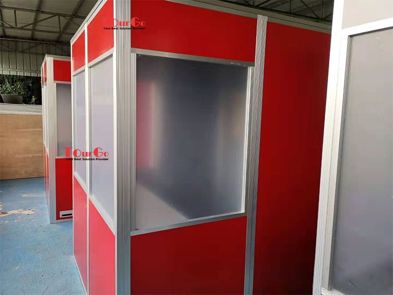 Two Person Interpretation Booth With Red Color Made By TourGo