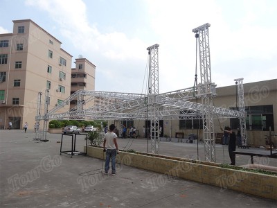 Tourgo 8x6x5m Spigot Concert Stage Roof Truss System Outdoor Lighting Event Truss with 2m Wings for Hanging Speaker