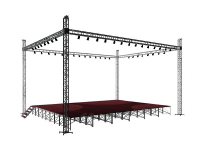 TourGo Aluminum Stage Lighting Truss Concert Stage Roof Truss with Portable Dance Stage for Wedding and Party