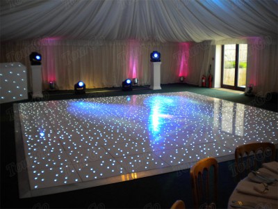 TourGo cheap price 18ft * 16ft portable white and black led starlit dance floor for sale