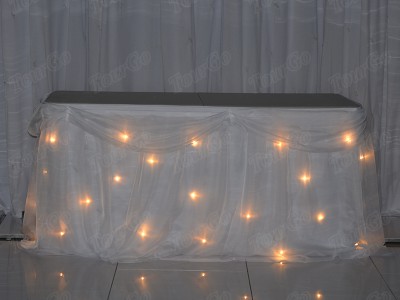 TourGo white wedding backdrop decoration with twinkling table fabric