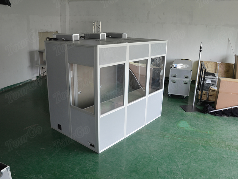 Tourgo Comply ISO 4043 Norms international Meeting Mobile Translation interpreter booths For Three Person